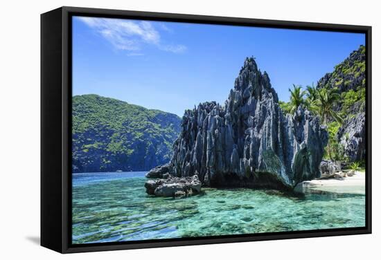 Little White Beach and Crystal Clear Water in the Bacuit Archipelago, Palawan, Philippines-Michael Runkel-Framed Stretched Canvas