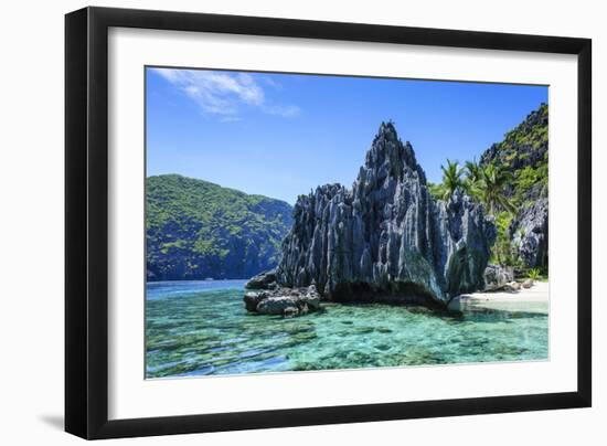 Little White Beach and Crystal Clear Water in the Bacuit Archipelago, Palawan, Philippines-Michael Runkel-Framed Photographic Print