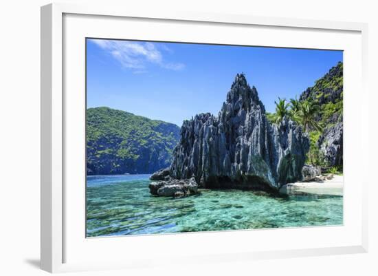 Little White Beach and Crystal Clear Water in the Bacuit Archipelago, Palawan, Philippines-Michael Runkel-Framed Photographic Print