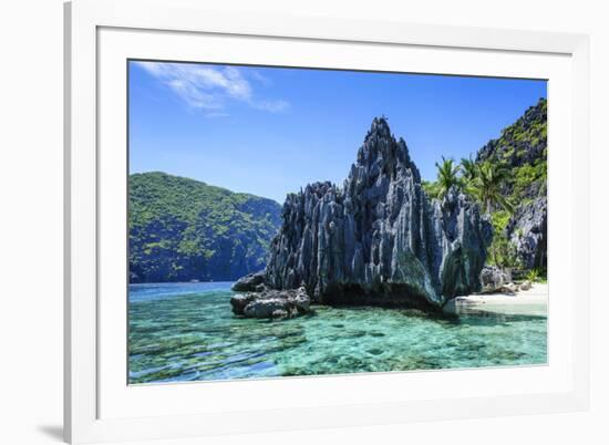 Little White Beach and Crystal Clear Water in the Bacuit Archipelago, Palawan, Philippines-Michael Runkel-Framed Photographic Print