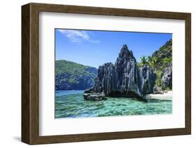 Little White Beach and Crystal Clear Water in the Bacuit Archipelago, Palawan, Philippines-Michael Runkel-Framed Photographic Print