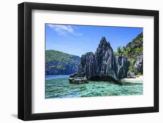 Little White Beach and Crystal Clear Water in the Bacuit Archipelago, Palawan, Philippines-Michael Runkel-Framed Photographic Print