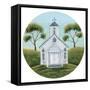 Little White Church circle-Cheryl Bartley-Framed Stretched Canvas