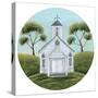 Little White Church circle-Cheryl Bartley-Stretched Canvas