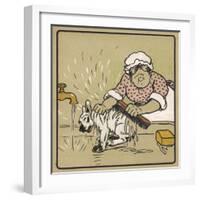 Little White Dog is Washed Under the Cold Tap - He's Not Very Happy About It!-Cecil Aldin-Framed Photographic Print