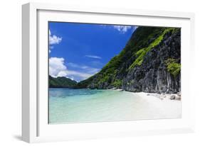 Little White Sand Beach in the Clear Waters of the Bacuit Archipelago, Palawan, Philippines-Michael Runkel-Framed Photographic Print