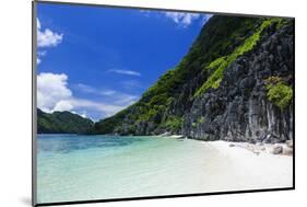Little White Sand Beach in the Clear Waters of the Bacuit Archipelago, Palawan, Philippines-Michael Runkel-Mounted Photographic Print
