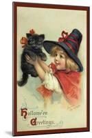 Little Witch and Halloween Kitty-Vintage Apple Collection-Mounted Giclee Print