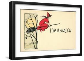 Little Witch in Red-null-Framed Art Print