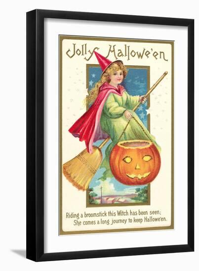 Little Witch with Jack O'Lantern-null-Framed Art Print