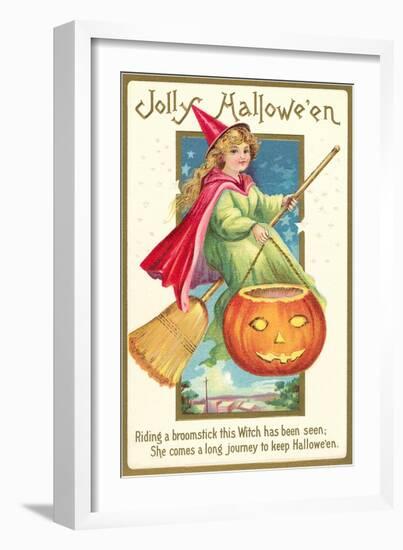 Little Witch with Jack O'Lantern-null-Framed Art Print