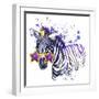 Little Zebra T-Shirt Graphics. Little Zebra Illustration with Splash Watercolor Textured Backgroun-Dabrynina Alena-Framed Art Print