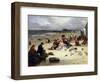 Littlehampton Beach with the Pier, Climping Beyond C.1888 (Oil on Panel)-John W. Eyres-Framed Premium Giclee Print