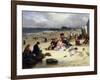 Littlehampton Beach with the Pier, Climping Beyond C.1888 (Oil on Panel)-John W. Eyres-Framed Giclee Print