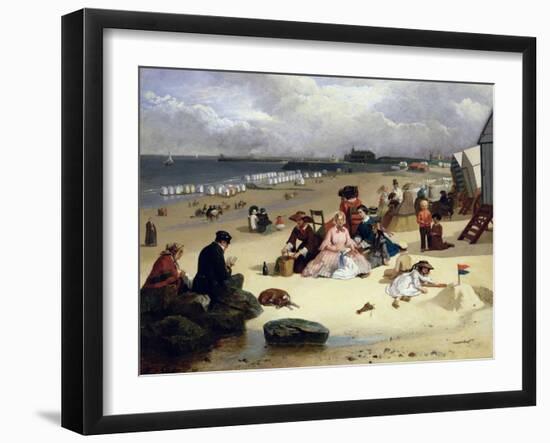 Littlehampton Beach with the Pier, Climping Beyond C.1888 (Oil on Panel)-John W. Eyres-Framed Giclee Print