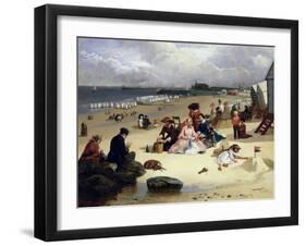 Littlehampton Beach with the Pier, Climping Beyond C.1888 (Oil on Panel)-John W. Eyres-Framed Giclee Print