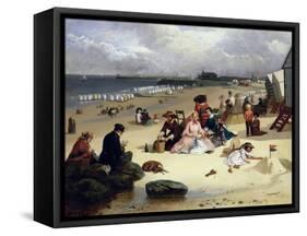 Littlehampton Beach with the Pier, Climping Beyond C.1888 (Oil on Panel)-John W. Eyres-Framed Stretched Canvas