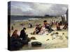 Littlehampton Beach with the Pier, Climping Beyond C.1888 (Oil on Panel)-John W. Eyres-Stretched Canvas