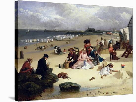 Littlehampton Beach with the Pier, Climping Beyond C.1888 (Oil on Panel)-John W. Eyres-Stretched Canvas