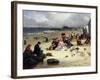 Littlehampton Beach with the Pier, Climping Beyond C.1888 (Oil on Panel)-John W. Eyres-Framed Giclee Print