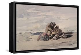 Littlehampton: Seashore Study with Children Playing on the Sands-William Collins-Framed Stretched Canvas