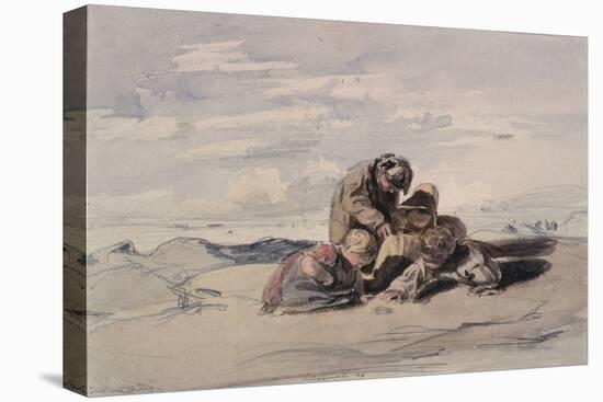 Littlehampton: Seashore Study with Children Playing on the Sands-William Collins-Stretched Canvas