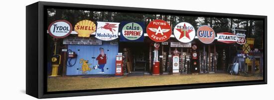 Littleton Historic Gas Tanks and Signs, New Hampshire, USA-Walter Bibikow-Framed Stretched Canvas