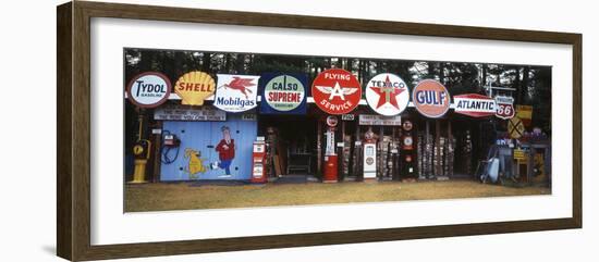 Littleton Historic Gas Tanks and Signs, New Hampshire, USA-Walter Bibikow-Framed Photographic Print