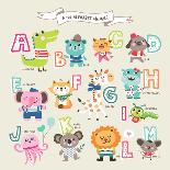 Cute Cartoon Animals Alphabet from A to M-littleWhale-Art Print