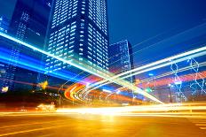 The Light Trails on the Steet-liufuyu-Framed Photographic Print