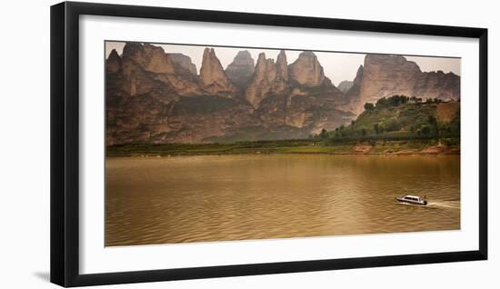 Liuijiaxia Reservoir Canyon Binglin Si Buddhist Temple Lanzhou, Gansu, China-William Perry-Framed Premium Photographic Print