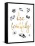 Live Beautifully BW-Sara Zieve Miller-Framed Stretched Canvas