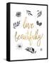 Live Beautifully BW-Sara Zieve Miller-Framed Stretched Canvas