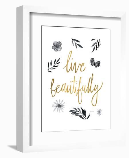 Live Beautifully BW-Sara Zieve Miller-Framed Art Print