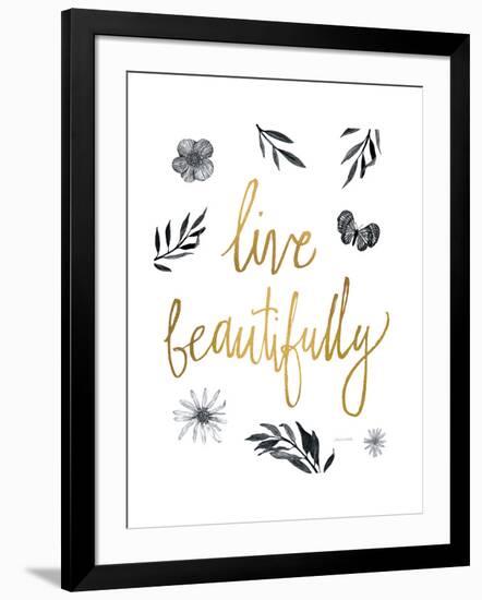 Live Beautifully BW-Sara Zieve Miller-Framed Art Print