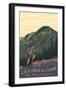 Live Free and Climb, Mt. Washington - Hiker Scene-Lantern Press-Framed Art Print