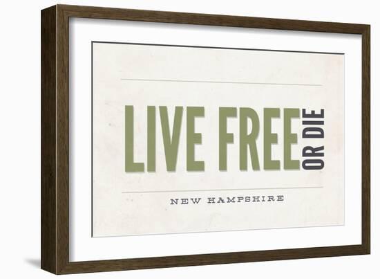 Live Free or Die - New Hampshire (Tan)-Lantern Press-Framed Art Print