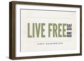 Live Free or Die - New Hampshire (Tan)-Lantern Press-Framed Art Print
