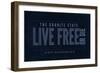 Live Free or Die - the Granite State - New Hampshire (Blue)-Lantern Press-Framed Art Print