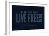 Live Free or Die - the Granite State - New Hampshire (Blue)-Lantern Press-Framed Art Print