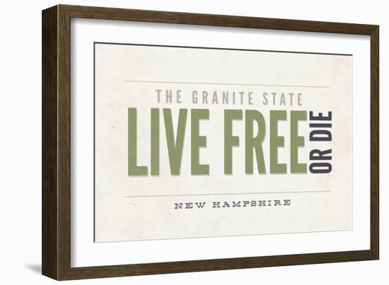 Live Free or Die - the Granite State - New Hampshire (Tan)-Lantern Press-Framed Art Print