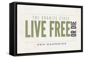 Live Free or Die - the Granite State - New Hampshire (Tan)-Lantern Press-Framed Stretched Canvas