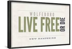 Live Free or Die - Wolfeboro, New Hampshire (Tan)-Lantern Press-Framed Art Print