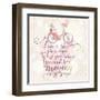 Live is like Riding a Bicycle. to Keep Your Balance, You Must Keep Moving. Vintage Romantic Card In-smilewithjul-Framed Art Print