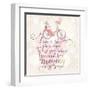 Live is like Riding a Bicycle. to Keep Your Balance, You Must Keep Moving. Vintage Romantic Card In-smilewithjul-Framed Art Print