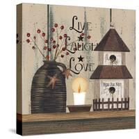 Live Laugh Love Birdhouse-Linda Spivey-Stretched Canvas