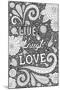 Live Laugh Love Black-Hello Angel-Mounted Giclee Print