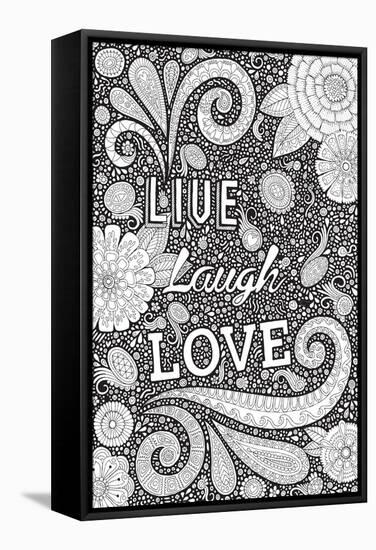 Live Laugh Love Black-Hello Angel-Framed Stretched Canvas