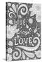 Live Laugh Love Black-Hello Angel-Stretched Canvas