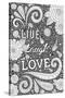 Live Laugh Love Black-Hello Angel-Stretched Canvas
